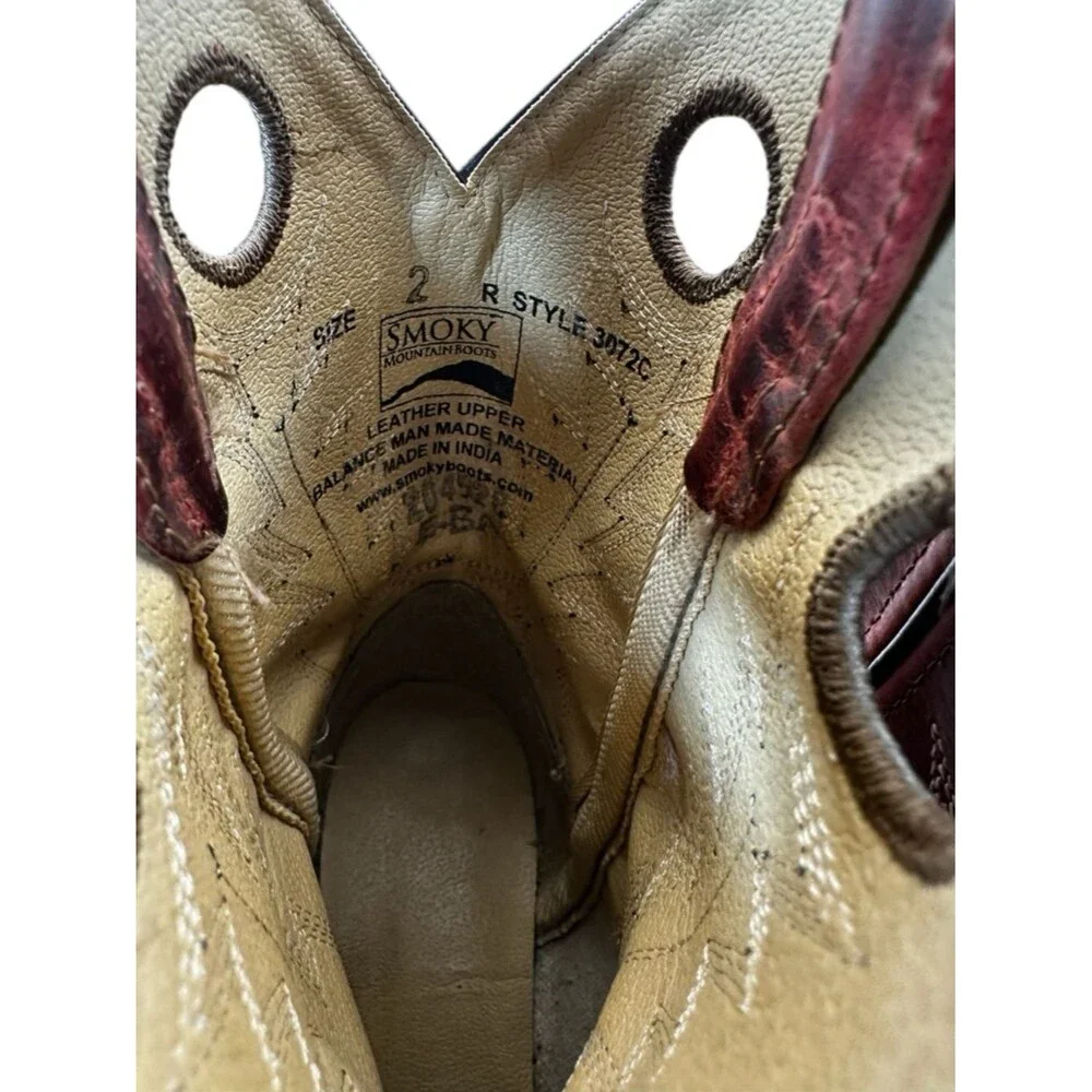Smoky Mountain Youth 2 Brown Viper Snakeskin Red Square Toe Cowboy Western Boots